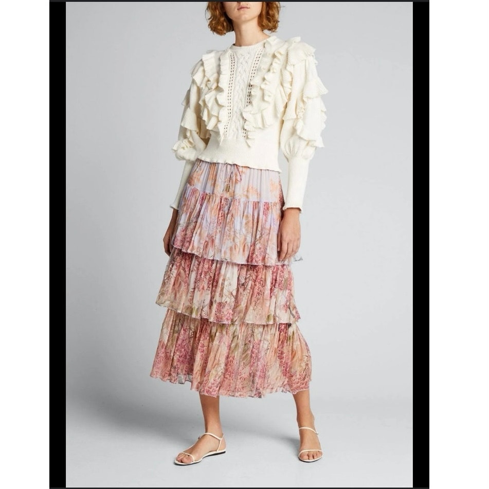 Zimmermann Cream Ruffle Sweater
